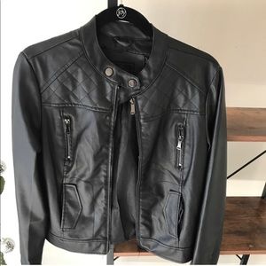 Black Faux Leather Moto Jacket